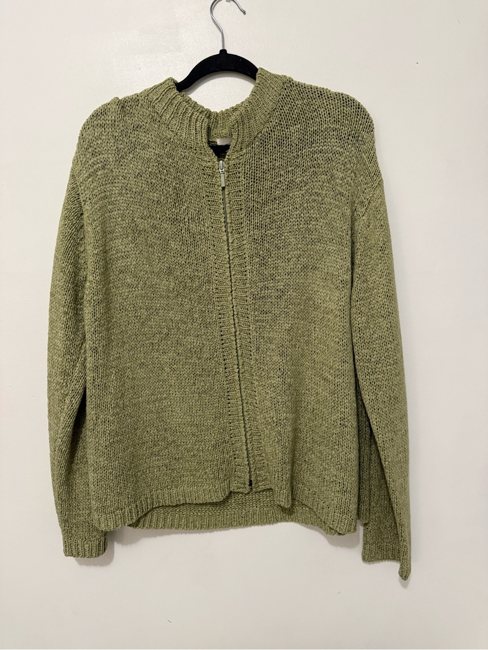 Green Zip-Front Women's Sweater